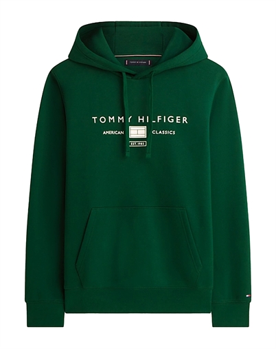 Tommy Hilfiger - Logo Terry Drawstring Hoodie - Nocturnal Green 